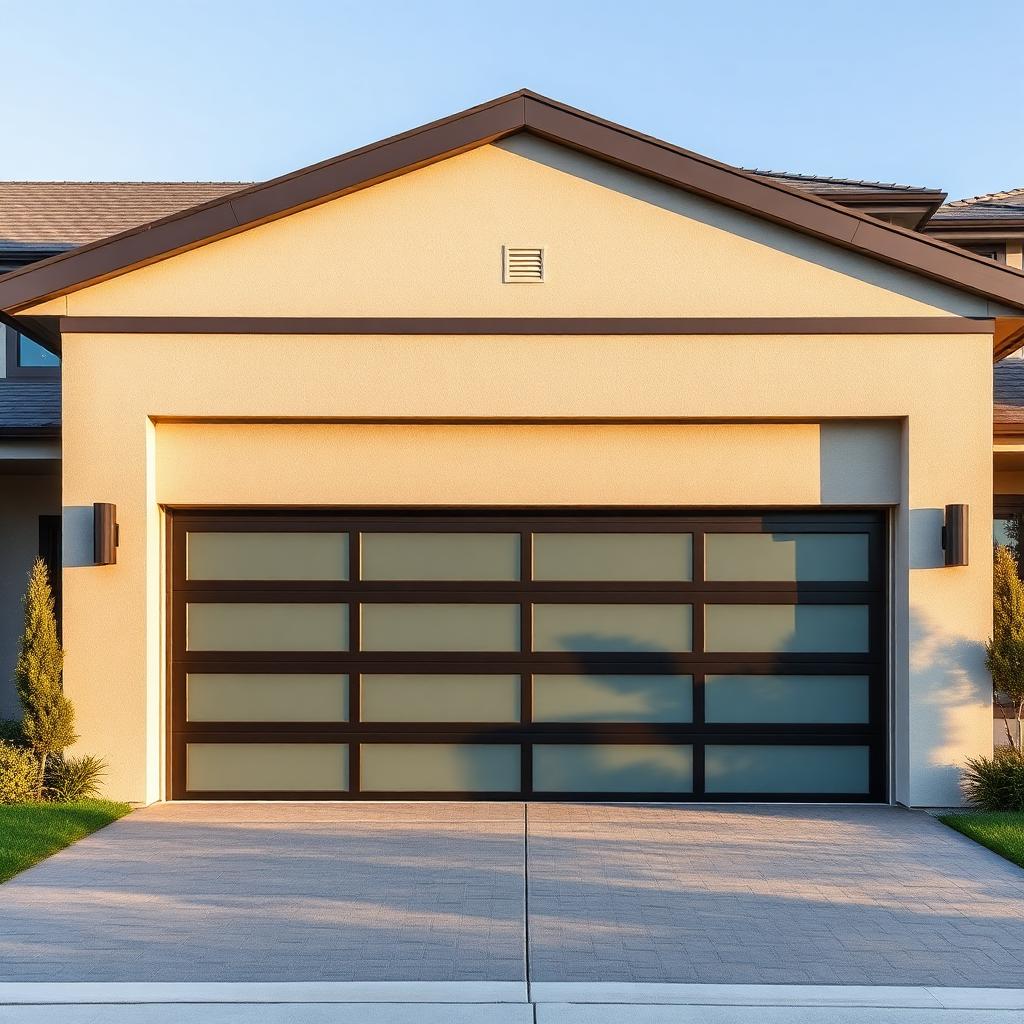 Modern insulated garage door installation on residential home